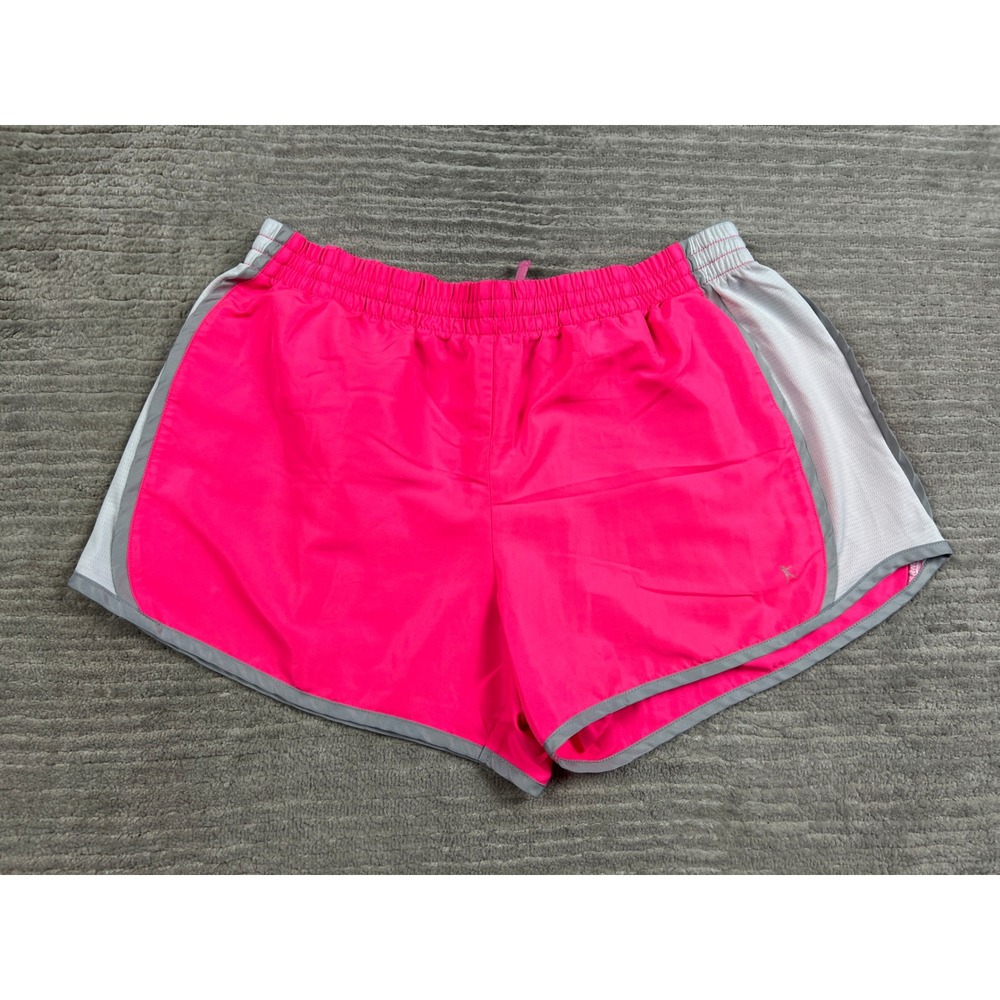 Danskin Now Shorts Womens L Neon Pink DL13B202N Athletic Mesh Panel Dolphin Hem